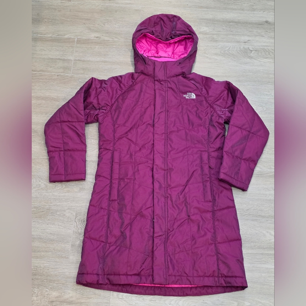 The North Face Shimmery Magenta Winter Parka Long Coat Girls Youth L 14-16